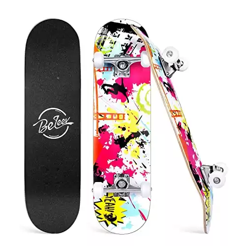 Beleev Skateboards for Beginners - 31 Inch, 7 Layer Canadian Maple, Double Kick Deck, Concave Cruiser Trick Skateboard