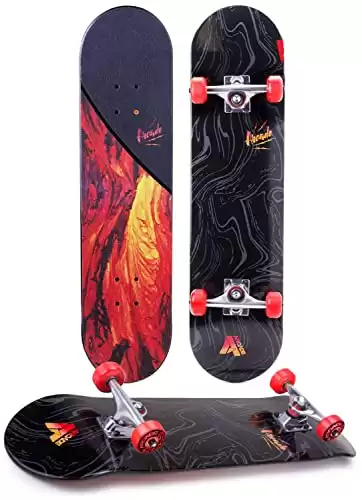 Arcade Skate Board for Beginners - 8'' x 31.25” Deck, Concave, Double Kick Tails