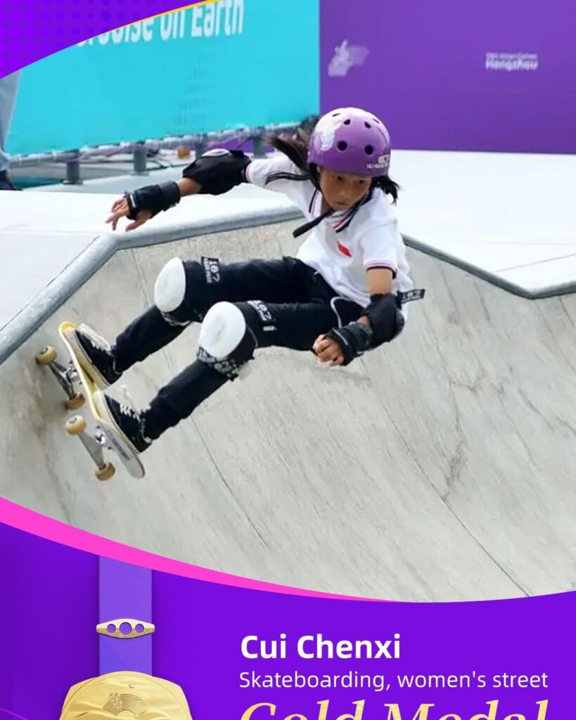 Chinese Skateboarder Cui Chenxi bags gold at the 19th Asian Games
